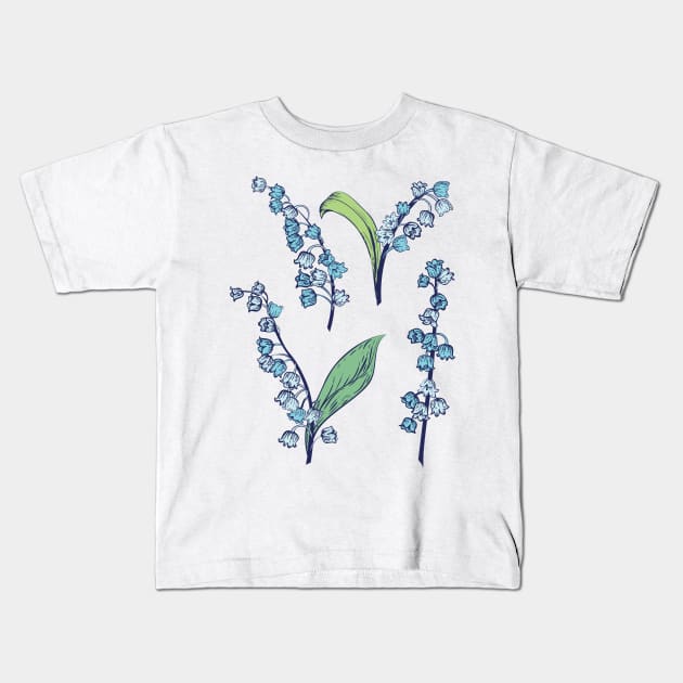 Blue Lily of the Valley Kids T-Shirt by SWON Design